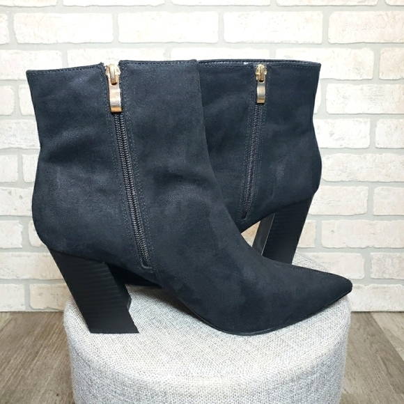JUST FAB Seude Heeled Ankle Booties Size 9.5 - Picture 3 of 12